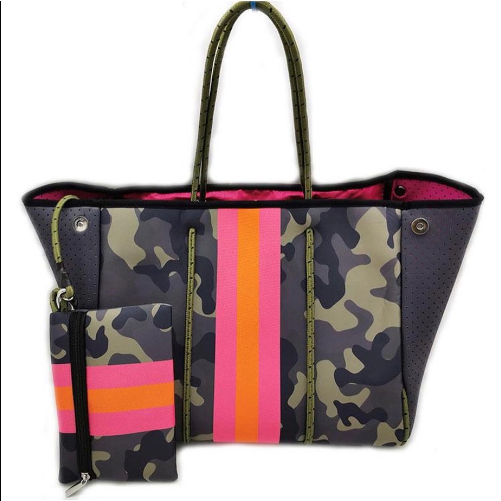 N E W! Neoprene Camo with Pink Tote Bag